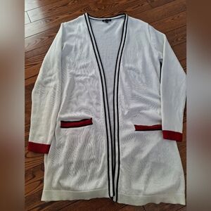 Dynamite White Cardigan with Black and Red Accents
